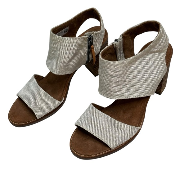 TOMS Women's Cream Wedge Sandals Size 8.5 - Picture 4 of 9